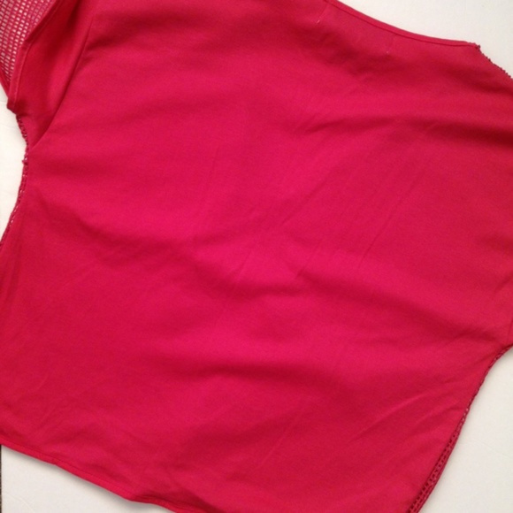 Vintage Diane Von  Furstenberg Net Cropped Top, PINK Cover-up Shirt, SWIM - Picture 6 of 6